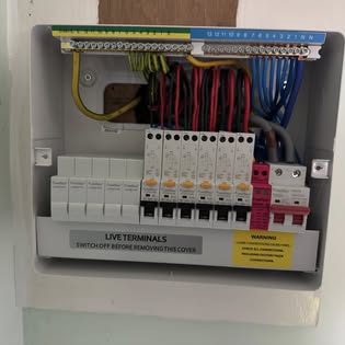 Professional electrical consumer unit with organized wiring installation
